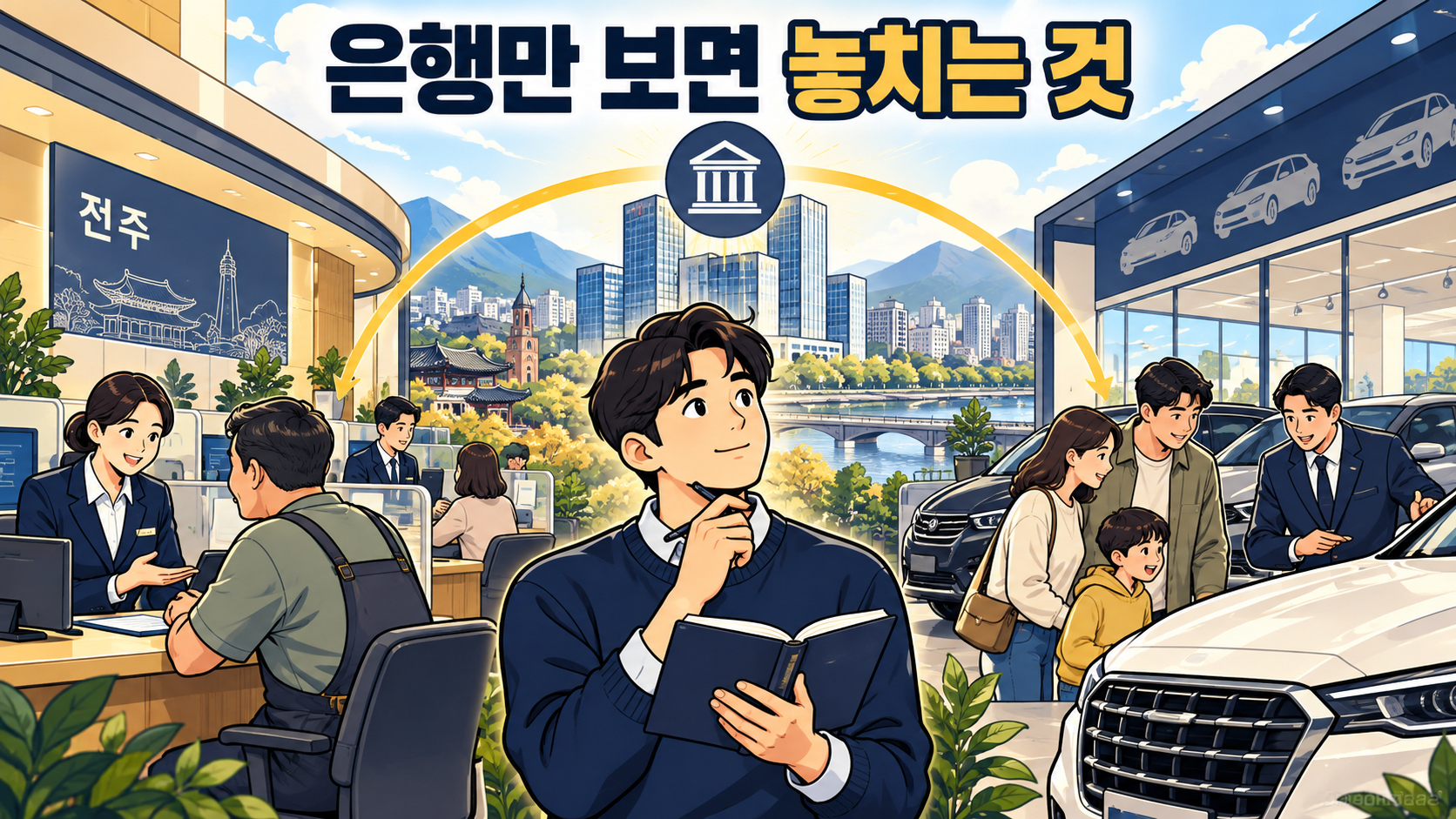 은행 상담과 자동차 금융 사업을 함께 살펴보는 투자자