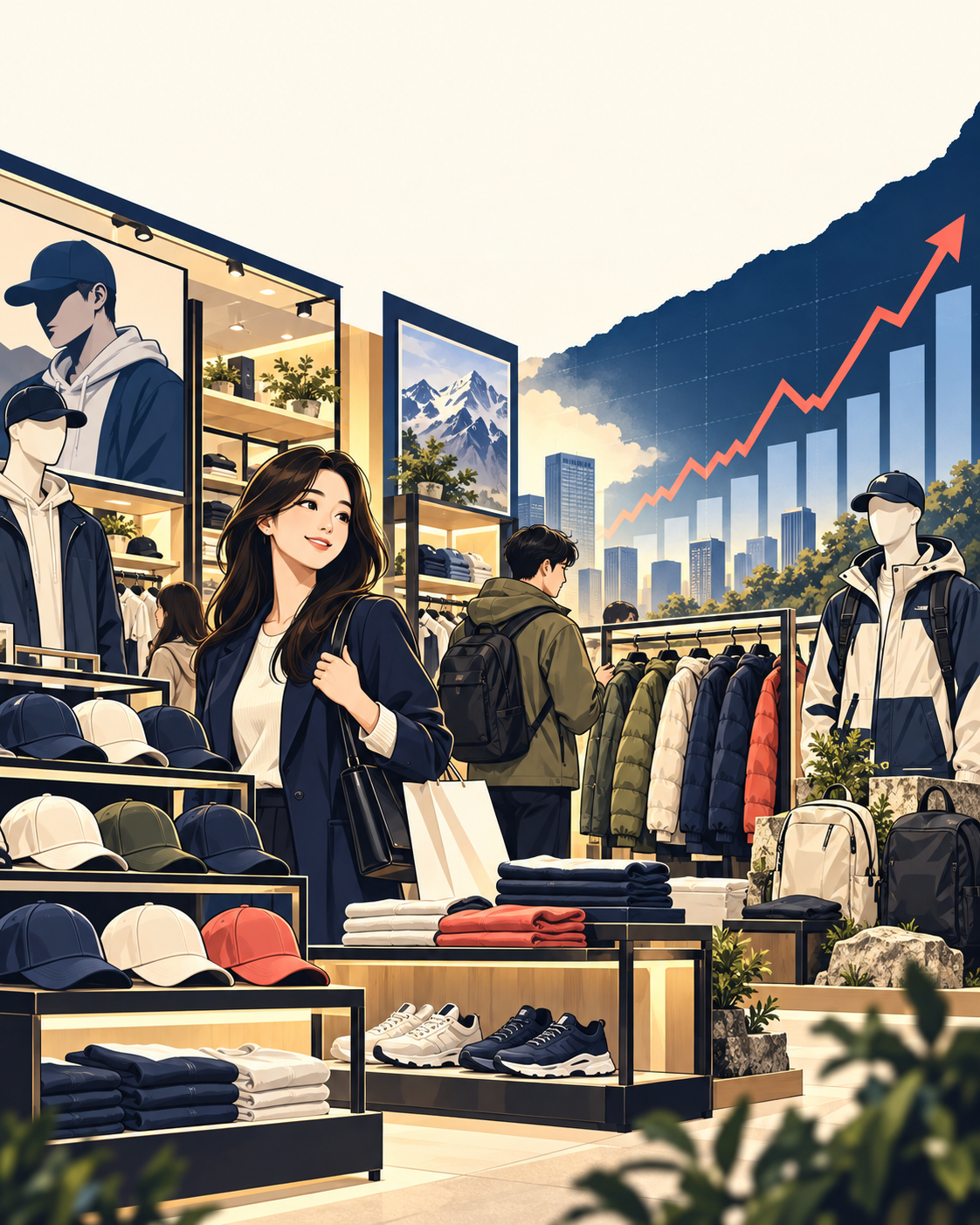 F&F 브랜드 매장과 캐주얼 스포츠 패션